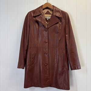 Vintage Women's Leather Coat - Brown Leather Jacket